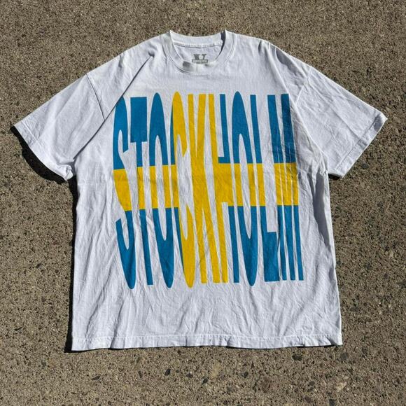 VLONE 'STOCKHOLM' White AWGE X ASAP Rocky Graphic T Shirt - Picture 1 of 5
